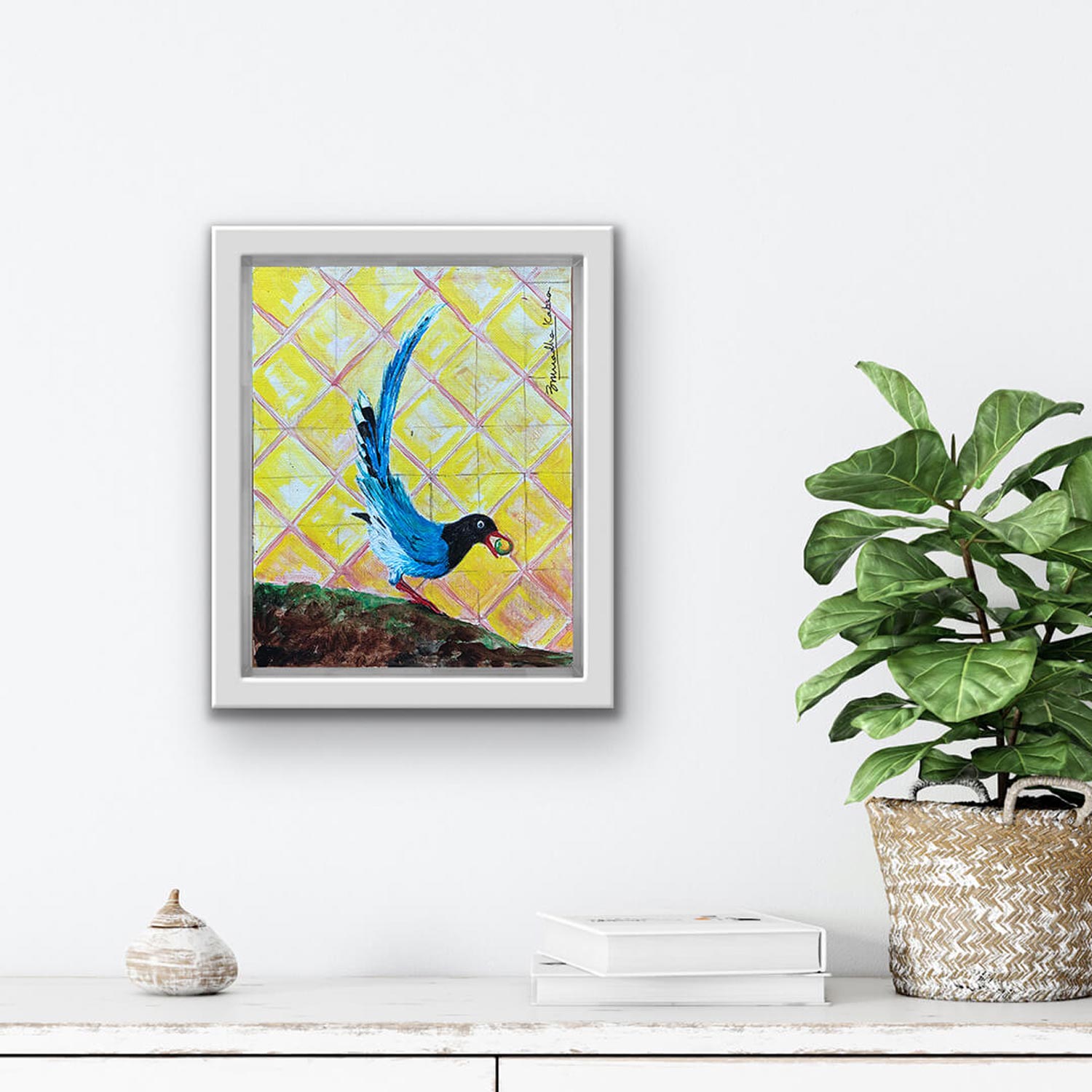 Buy painting online Singapore Blue Magpie Anuradha Kabra India Exquisite Art