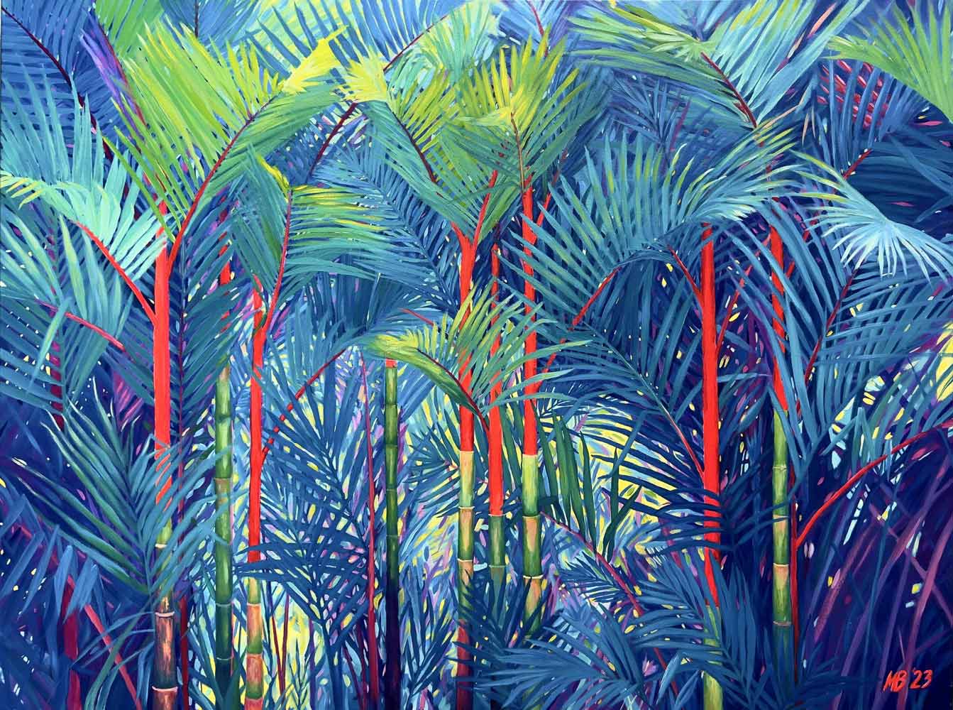 Buy painting online Singapore Exquisite Art Margarita Buttenmueller Red Palm Forest